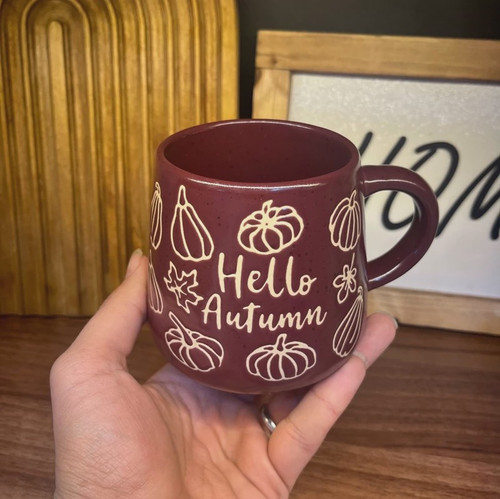 ماگ سرامیکی طرح Hello Autumn - زرشکی دنی هوم