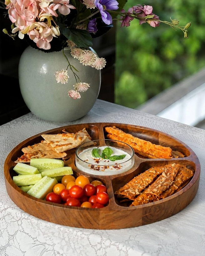 اردوخوری چوبی گرد ۵ خانه چوب گردو