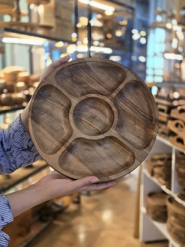 اردوخوری چوبی گرد ۵ خانه چوب گردو